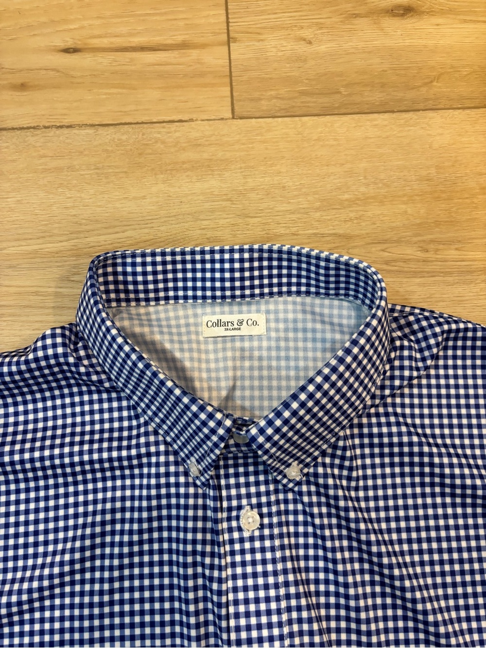 Collars and Co Gingham 3XL Blue White Plaid Golf Athletic Stretch Performance
